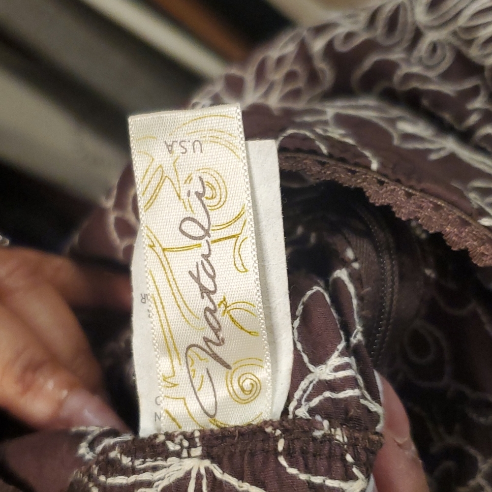 Brown embroidered zipper back  natali dress size small